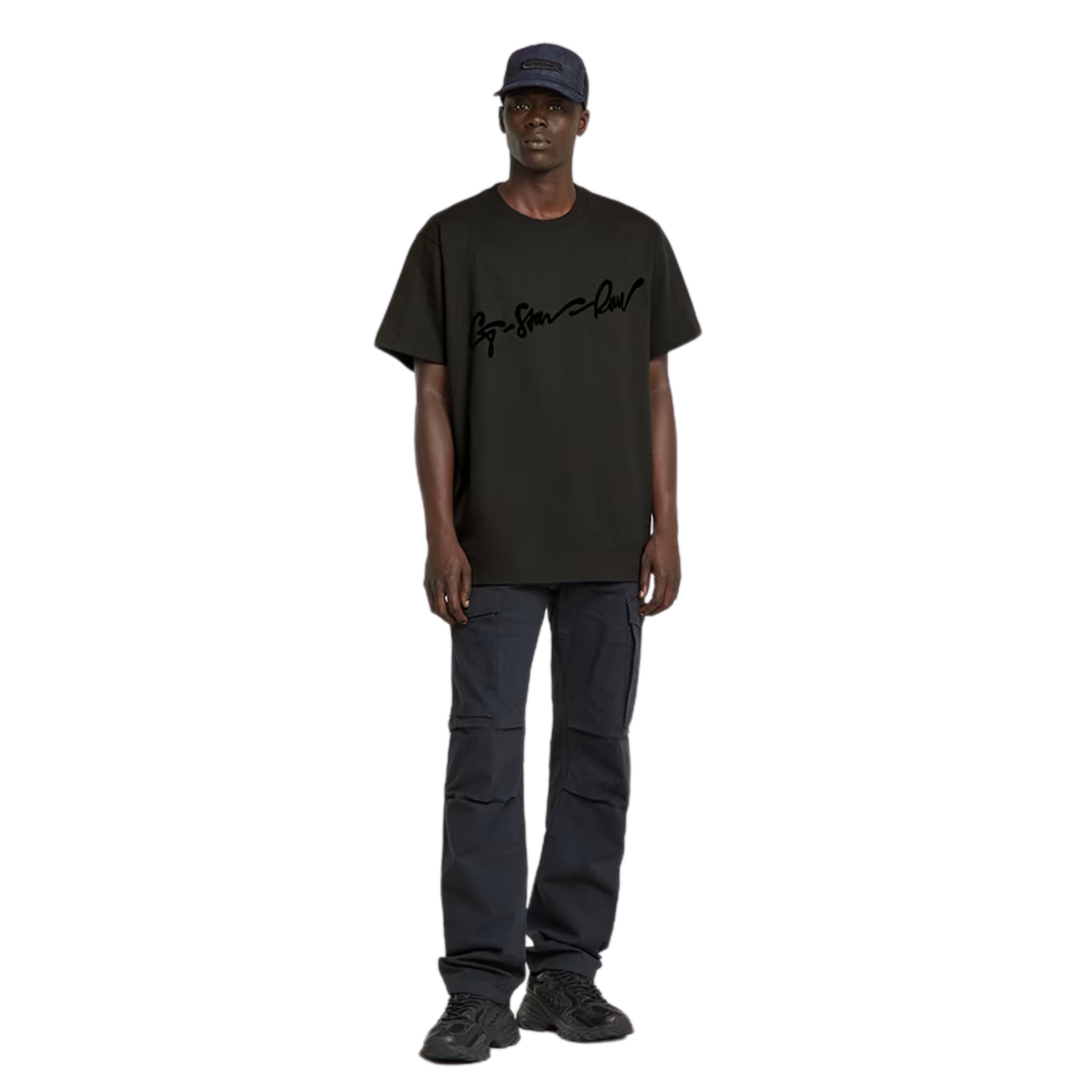 G-Star T-Shirt Flock G-Script Loose Dark Black